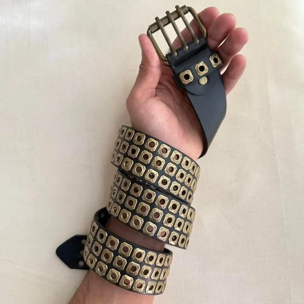 y2k 2000s studded black and bronze grunge emo belt